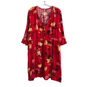 Old Navy Women's Boho Dress Size XXL Floral Bell Sleeve Elastic Waist *Spot*